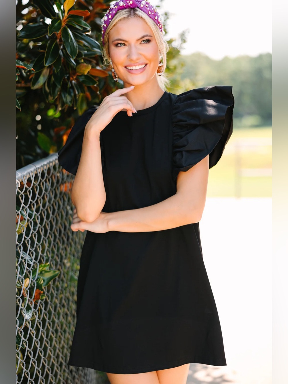 Shop the Mint "Get Ready" black dress dramatic ruffled sleeves Sz S. SOLD OUT